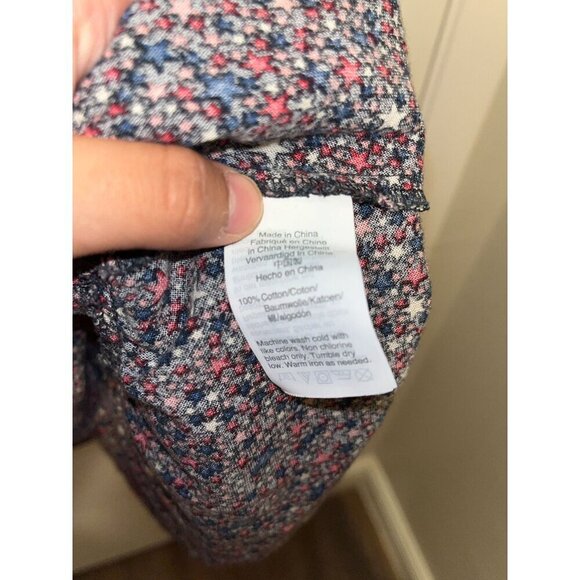 Madewell Womens Star Print Button-Down Blouse Size XS Short Sleeve Cotton Top - Picture 6 of 9